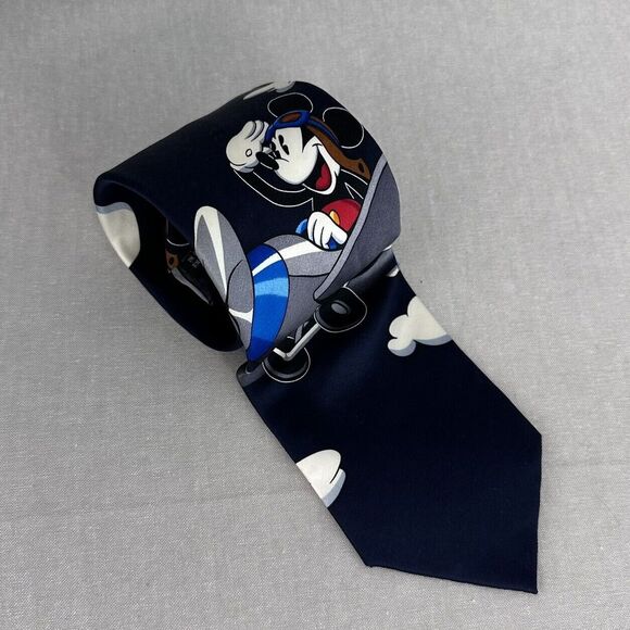 MICKEY UNLIMITED BLUE/RED/WHITE AIRPLANE MOTIF TIE - NECK TIES - 100% SILK - Picture 1 of 5